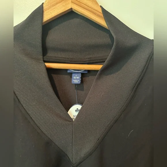 Scoop Black Scuba Sweatshirt V-Neck Ribbed Oversized Pullover Size L (12-14) - Picture 2 of 7